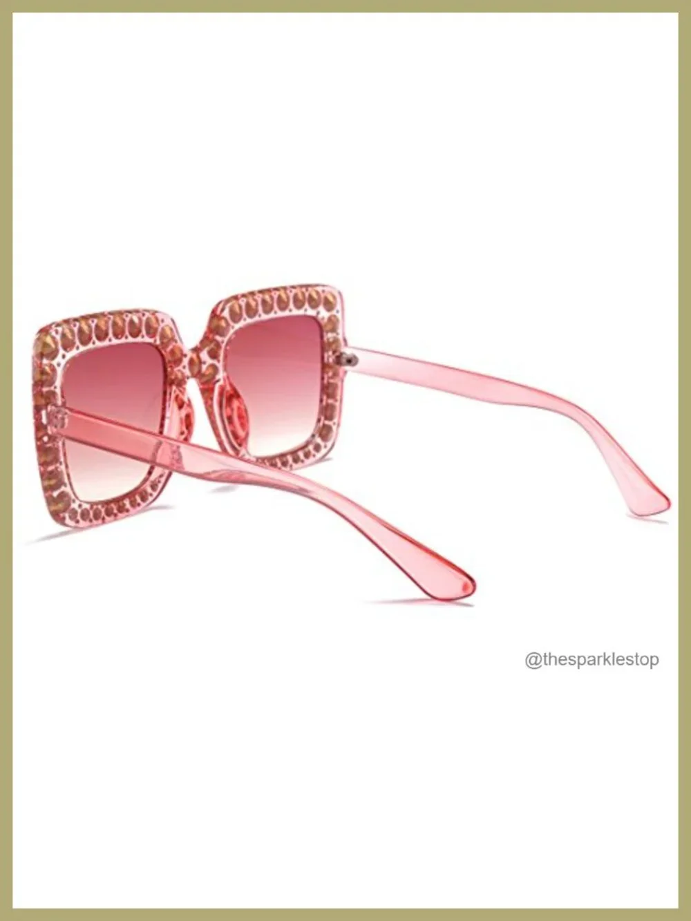 Oversized Rhinestone Square Sunglasses Women Glam Acetate Frame UV Protection
